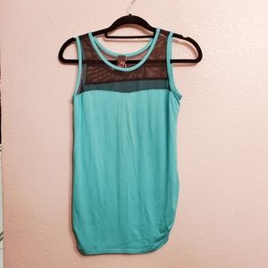 Pinc Maternity teal black mesh detail tank top